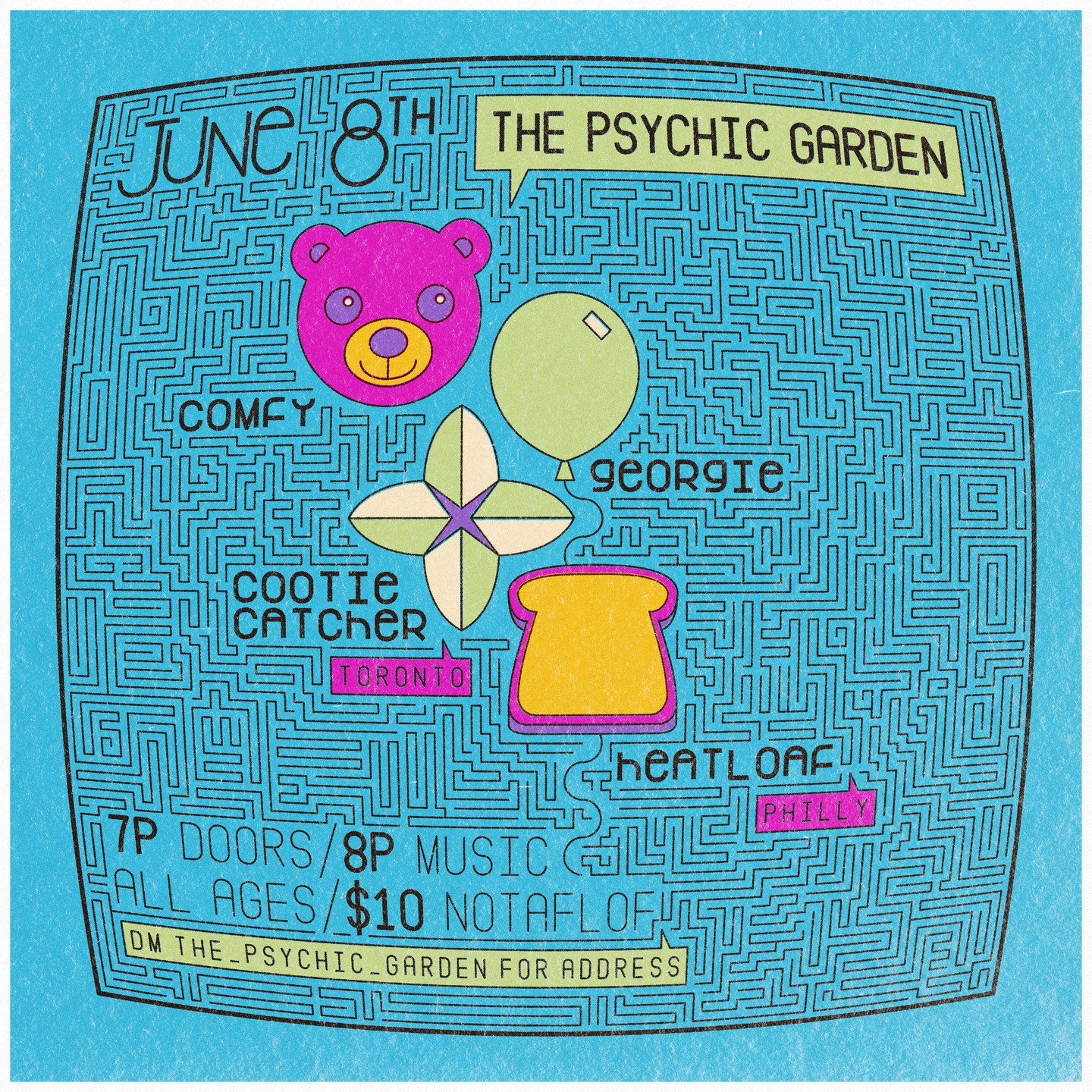 June 8th @ 7pm - Comfy, Georgie, Cootie Catcher, Heatloaf